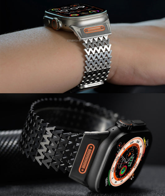 Tactical Wave Apple Watch Rugged Stainless Steel Magnetic Milanese Mesh Loop Strap Mechanical Lugs (44/45/46/49 Mm)