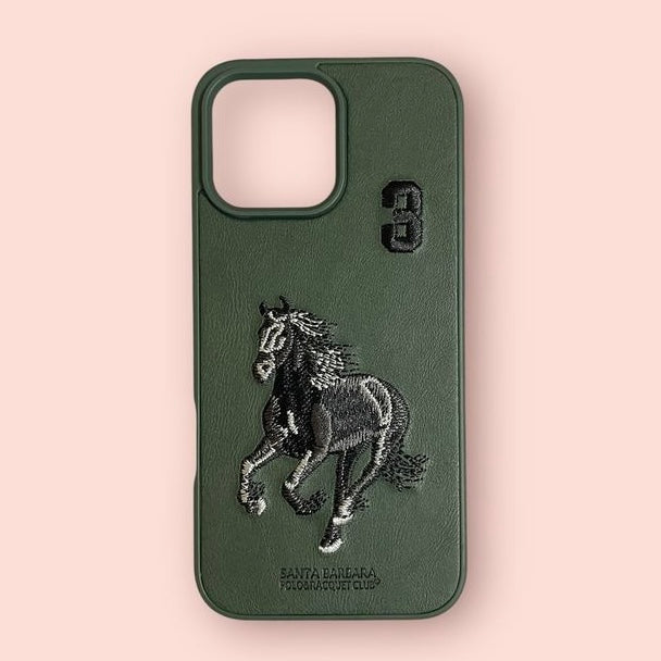 Polo Embroidered Green Leather Case Boris SBPRC
