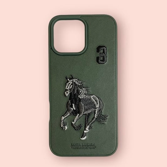 Polo Embroidered Green Leather Case Boris SBPRC