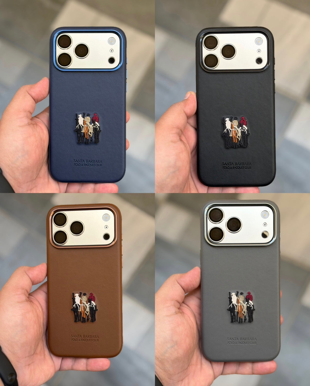 Premium Embroidered Polo Leather Justin Case with Fabric inside for iPhone
