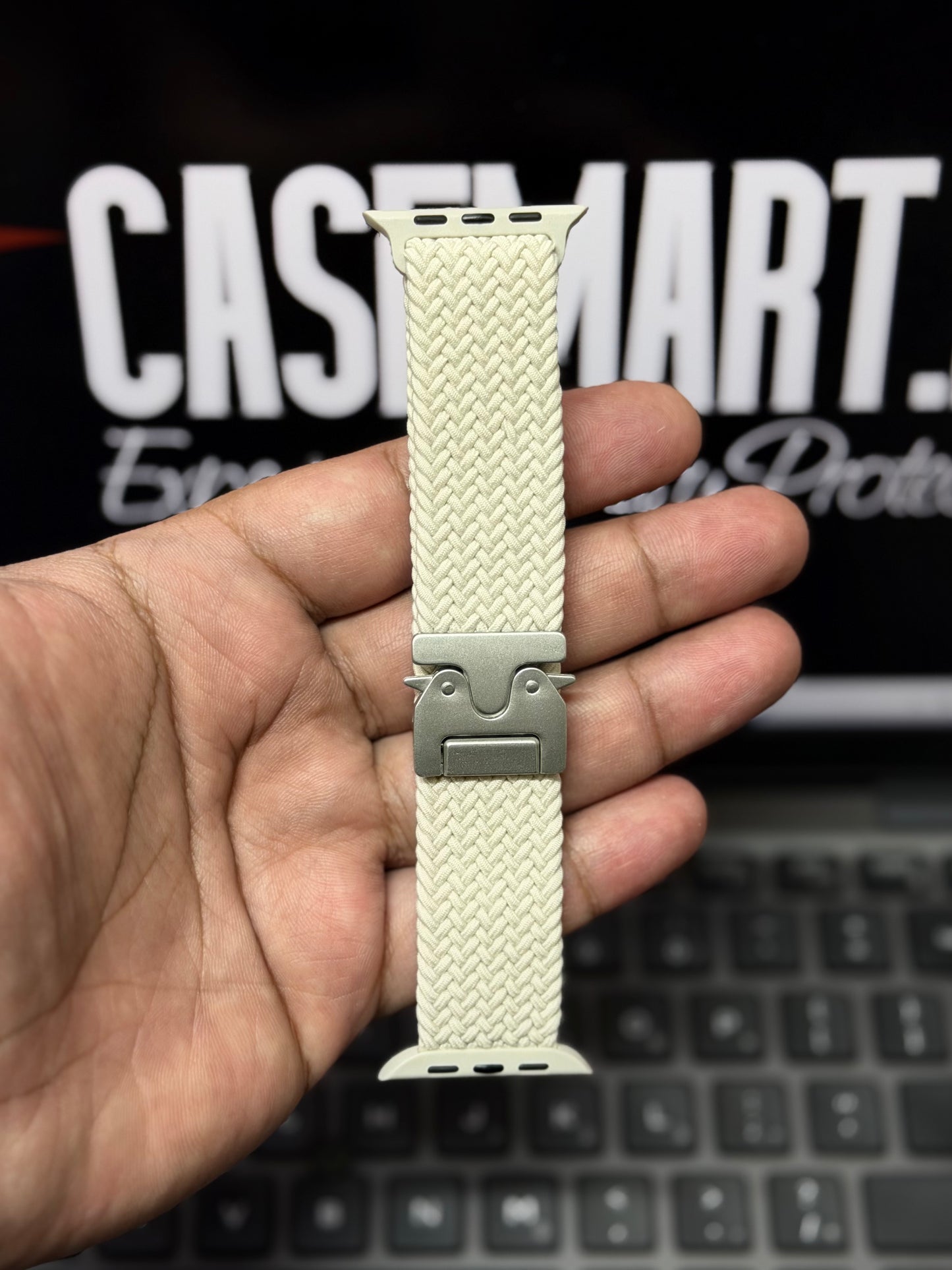 Stretchy Woven Nylon Braided Loop With Master Lock for Apple Watch Series 11/10/9/8/7/6/SE