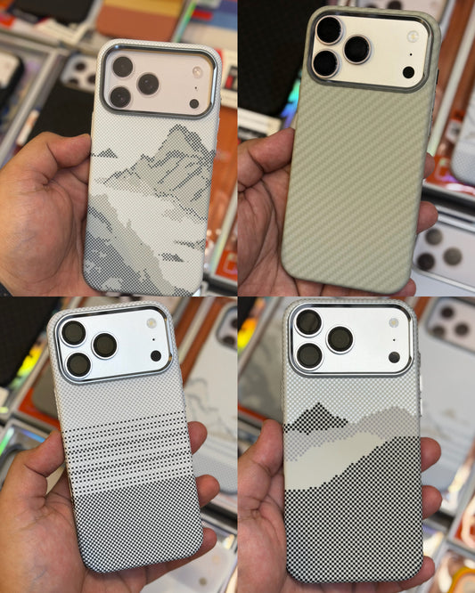 Luxo Carbon Fibre Kevlar For Silver iPhone 17 series