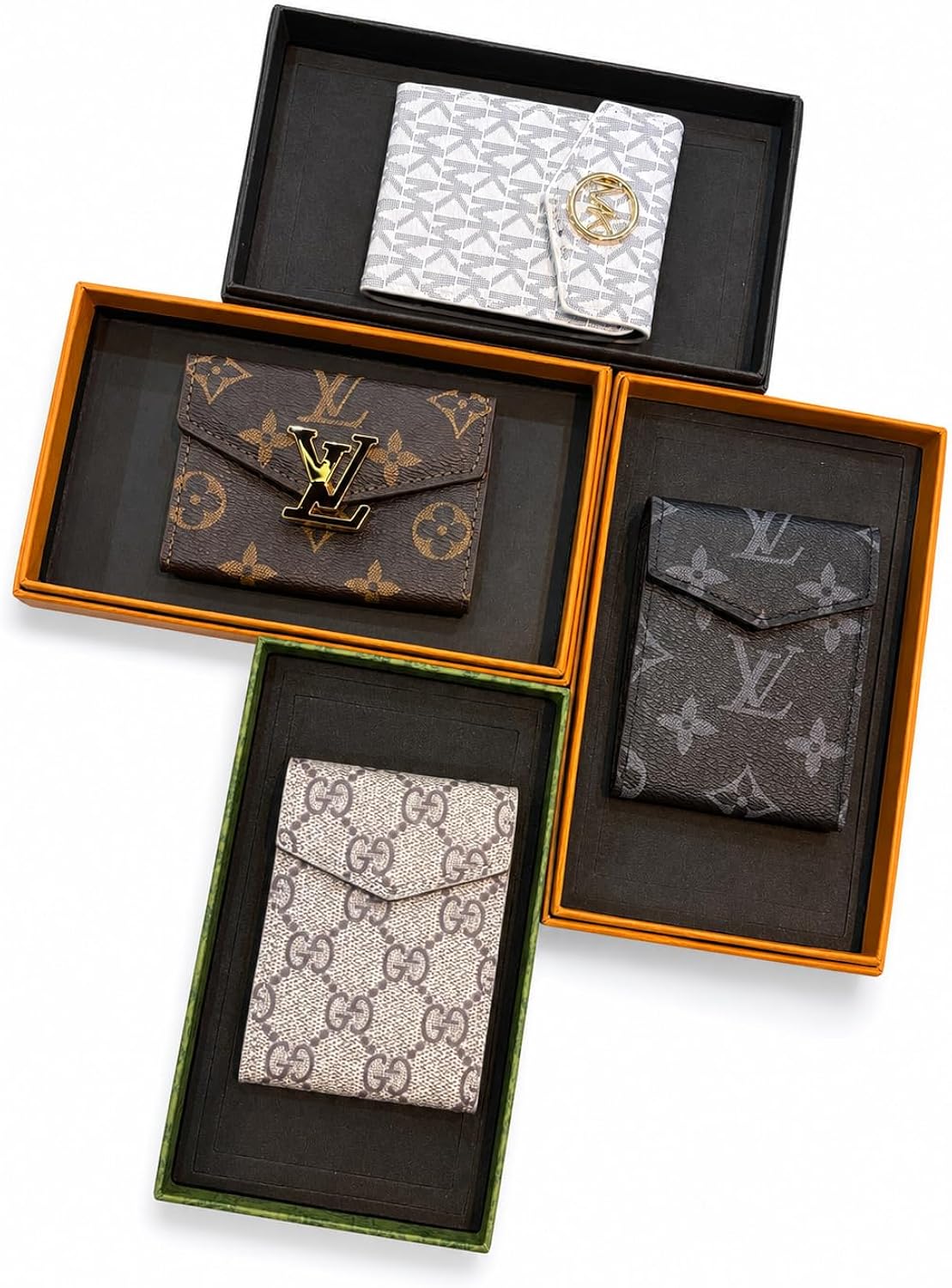 Luxury Branded Leather Slim Wallet - Premium Business Card Holder with Magnetic Closure