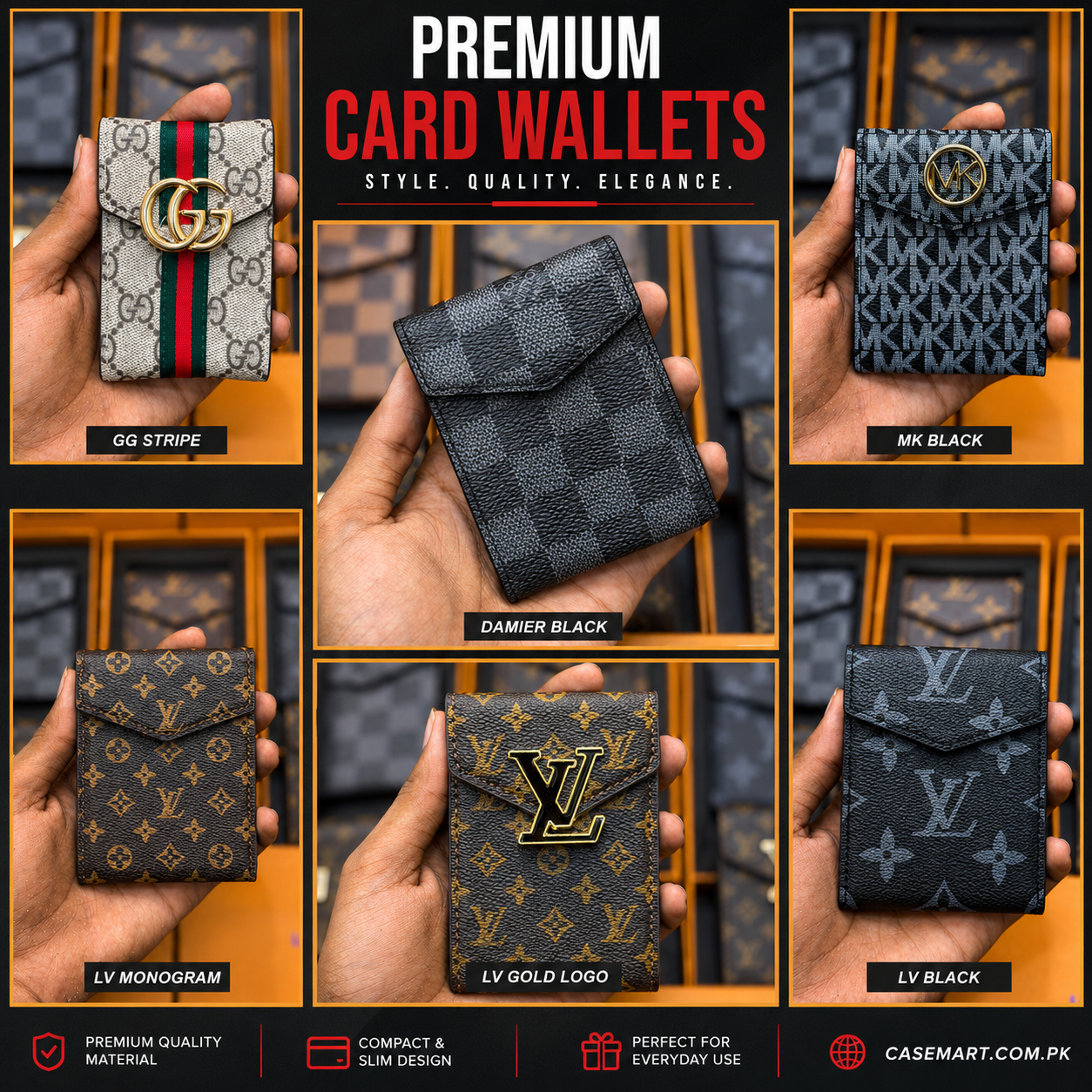 Luxury Branded Leather Slim Wallet - Premium Business Card Holder with Magnetic Closure