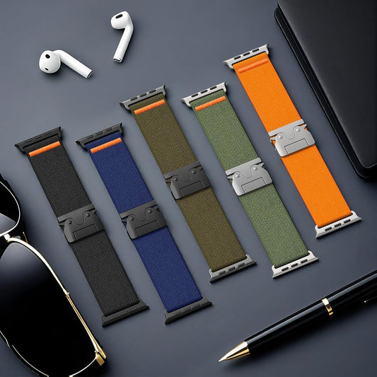Stretchy Nylon Sports Loop Band with Master Lock - Parachute Buckle Design for Apple Watch