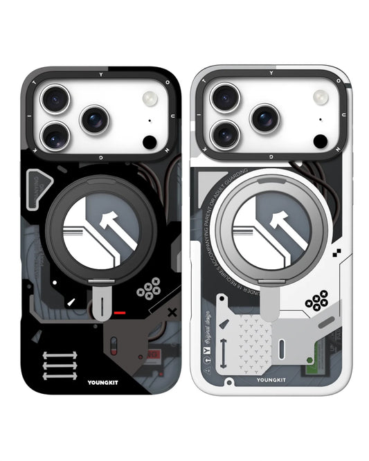 YOUNGKIT Cyberpunk 360° Rotation Ring Stand Case for iPhone 17 / 18 Pro Max