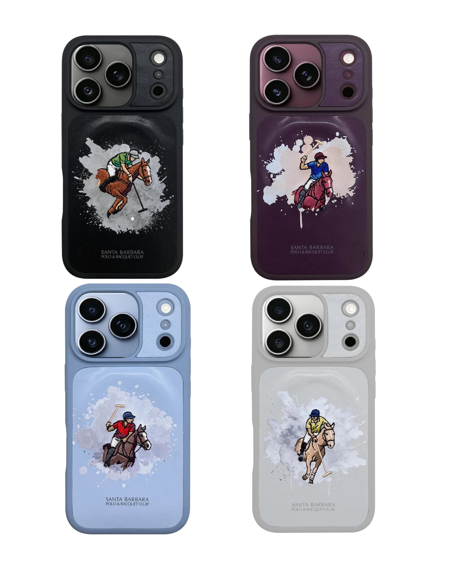 Santa Barbara Polo Icarus Series Premium Embroidered Leather Case for iPhone 18 / 17 Pro Max – Luxury Slim Protective Cover with MagSafe