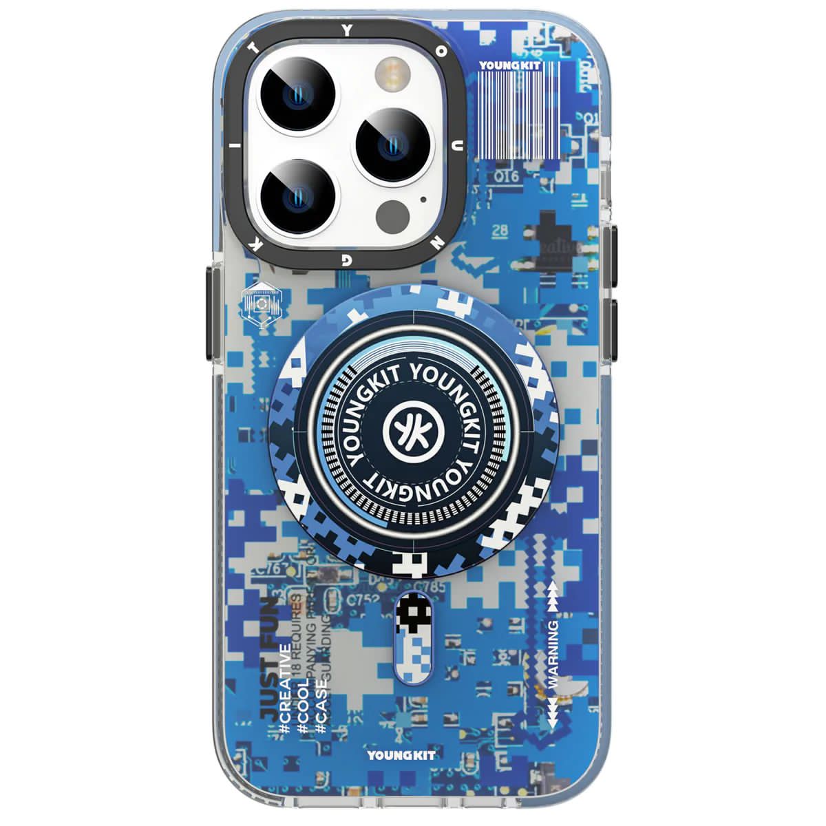 YOUNGKIT Camouflage Circuit MagSafe Case Blue