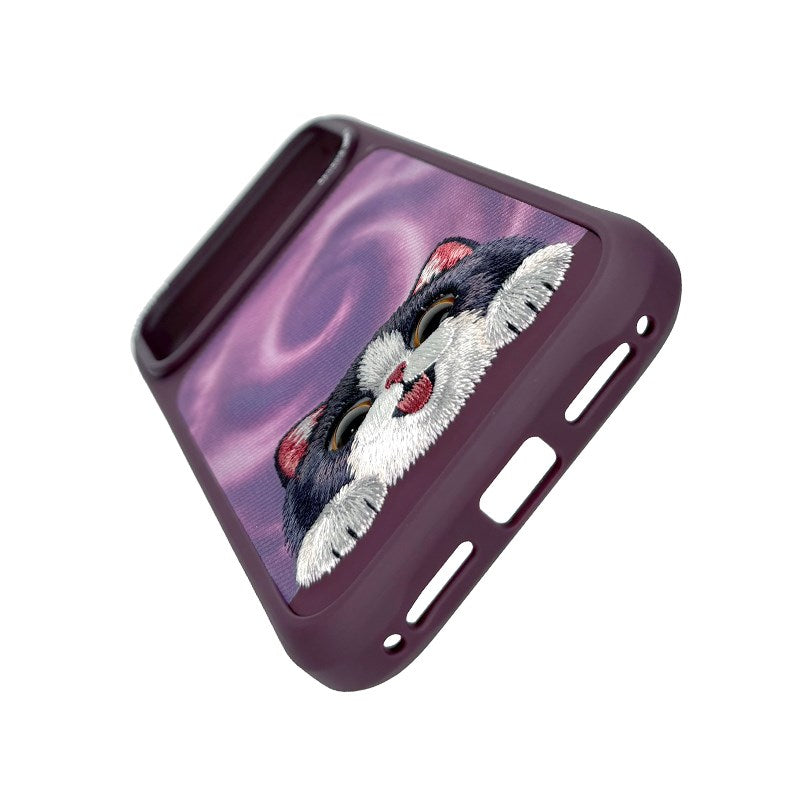 NIMMY Cute Big Eyes Series MagSafe Case 18 Pro Max - 3D Embroidered Leather Magnetic Phone Cover