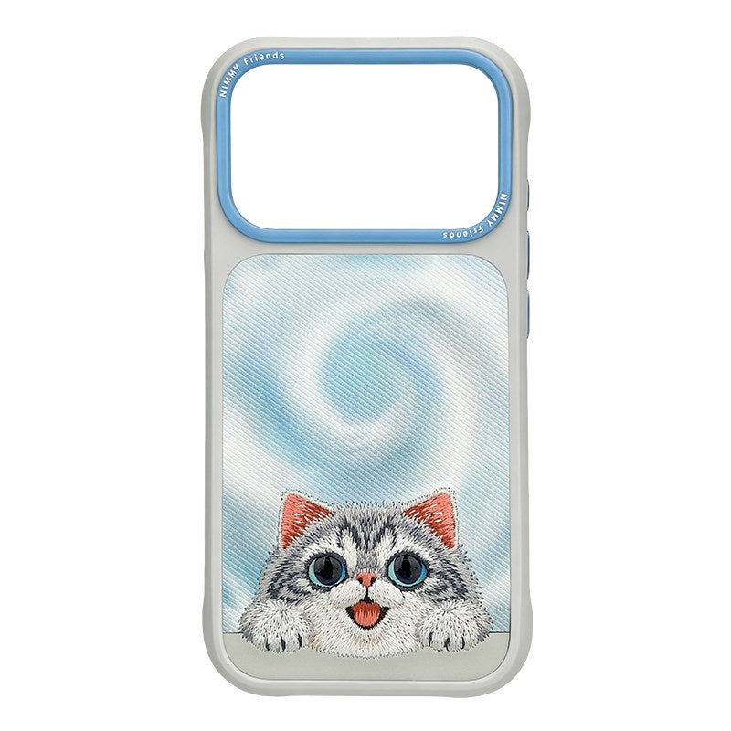 NIMMY Cute Big Eyes Series MagSafe Case 18 Pro Max - 3D Embroidered Leather Magnetic Phone Cover