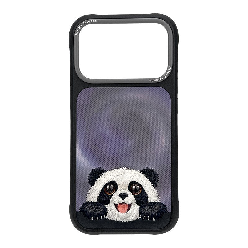 NIMMY Cute Big Eyes Series MagSafe Case 18 Pro Max - 3D Embroidered Leather Magnetic Phone Cover