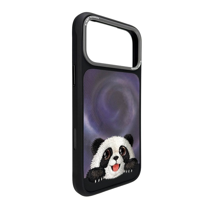 NIMMY Cute Big Eyes Series MagSafe Case 18 Pro Max - 3D Embroidered Leather Magnetic Phone Cover