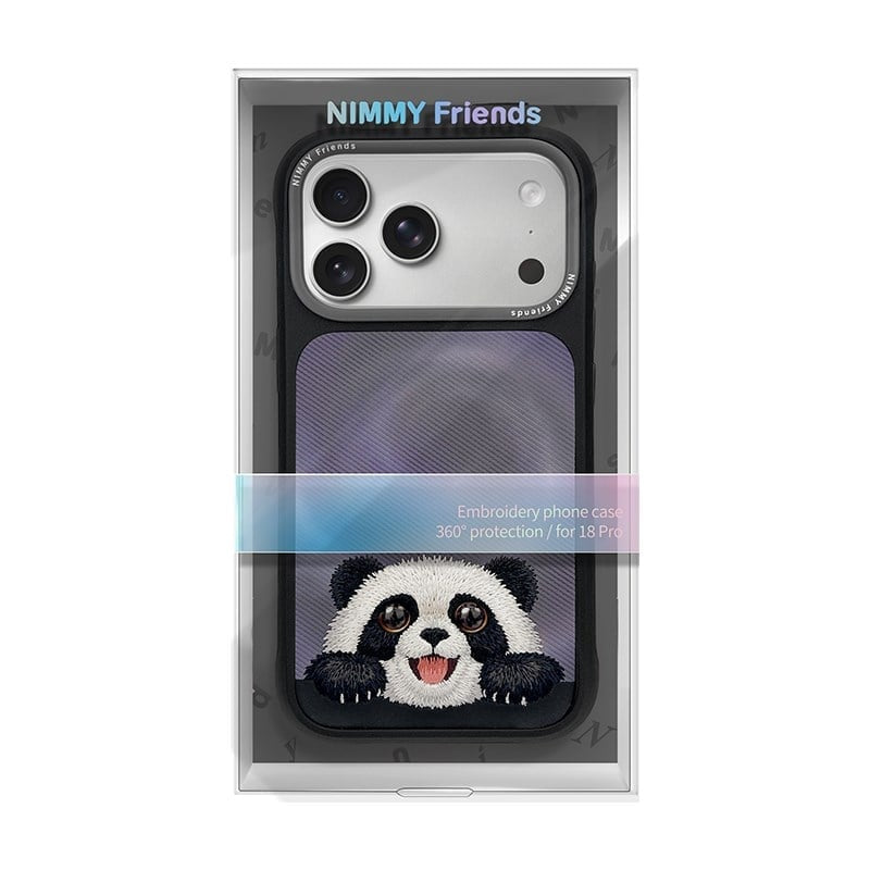 NIMMY Cute Big Eyes Series MagSafe Case 18 Pro Max - 3D Embroidered Leather Magnetic Phone Cover