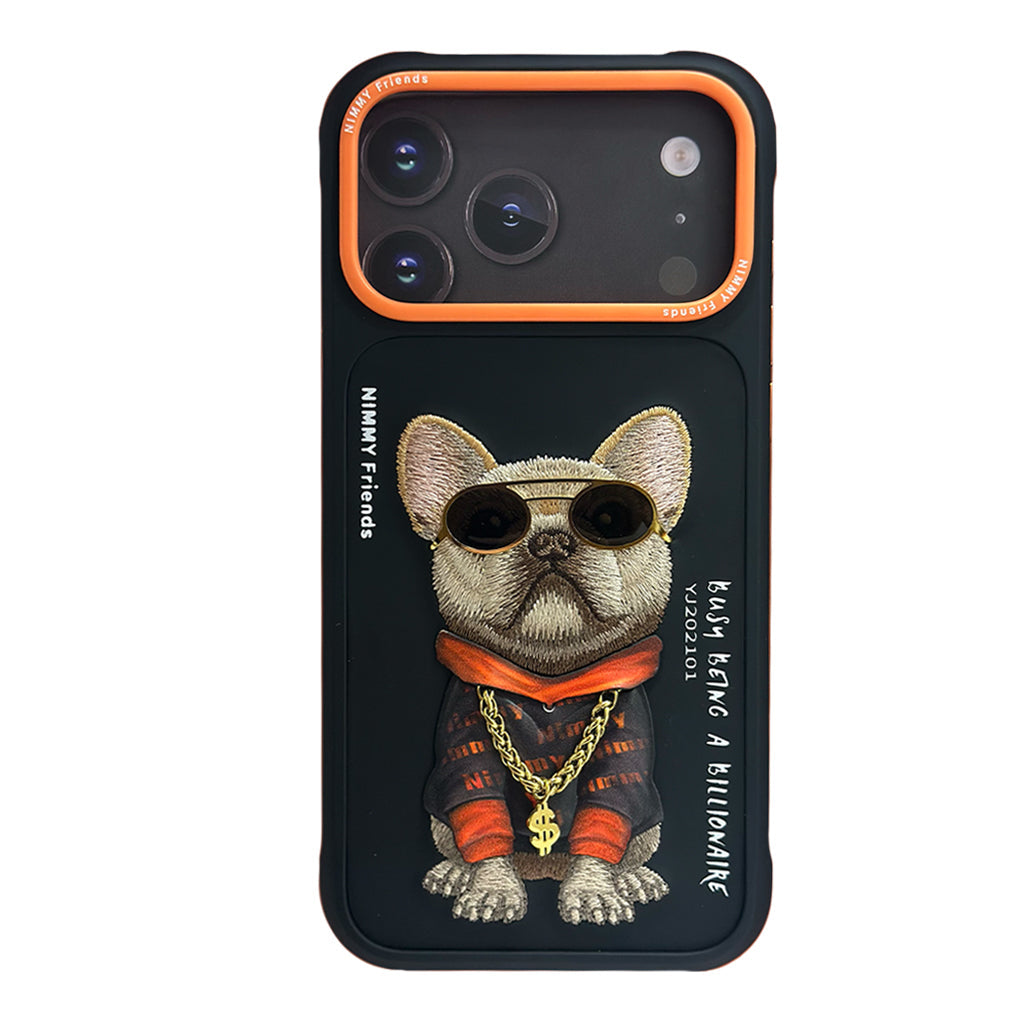 NIMMY Cool 3D Glasses Embroidered Case 18 Pro Max - Leather Phone Cover