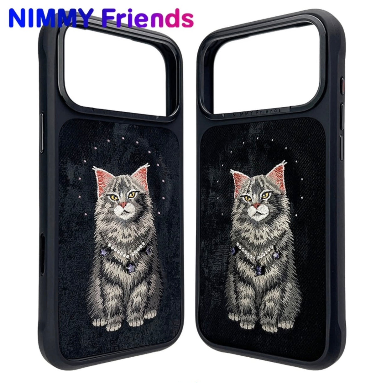 NIMMY 3D Embroidered Cat Fashion Series MagSafe Case 18 Pro Max - Magnetic Leather Phone Cover
