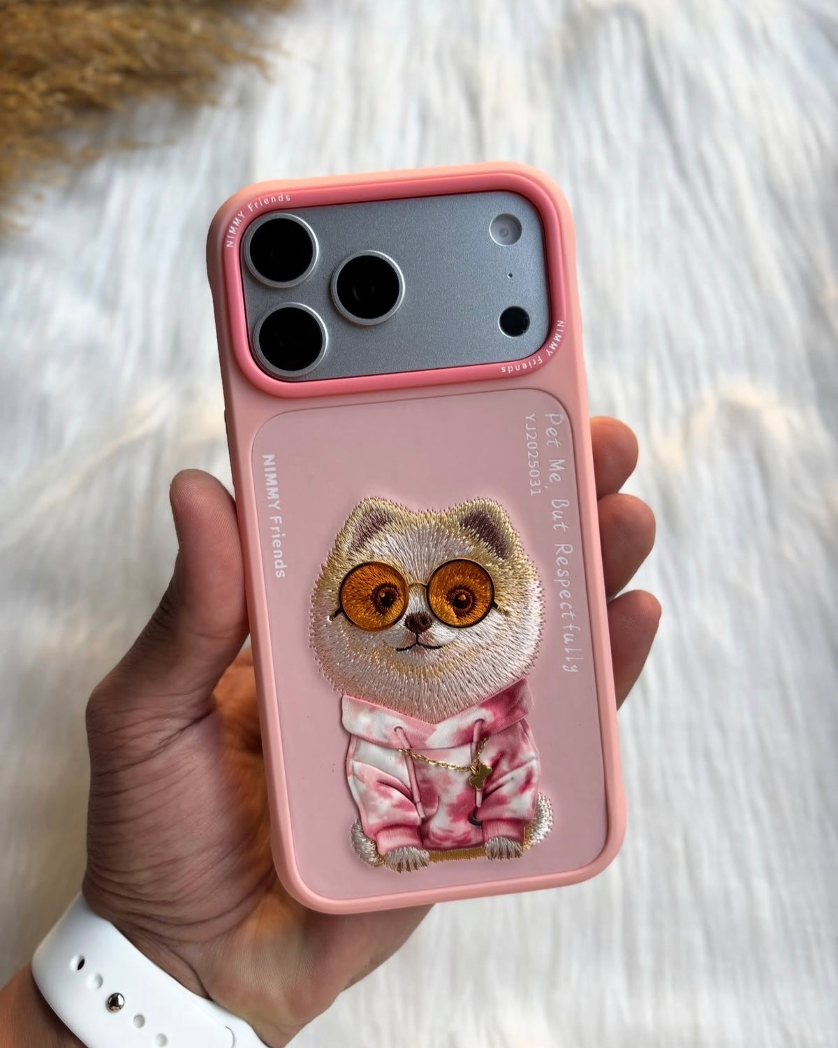NIMMY Premium 3D Embroidered Leather Case for 18 Pro Max