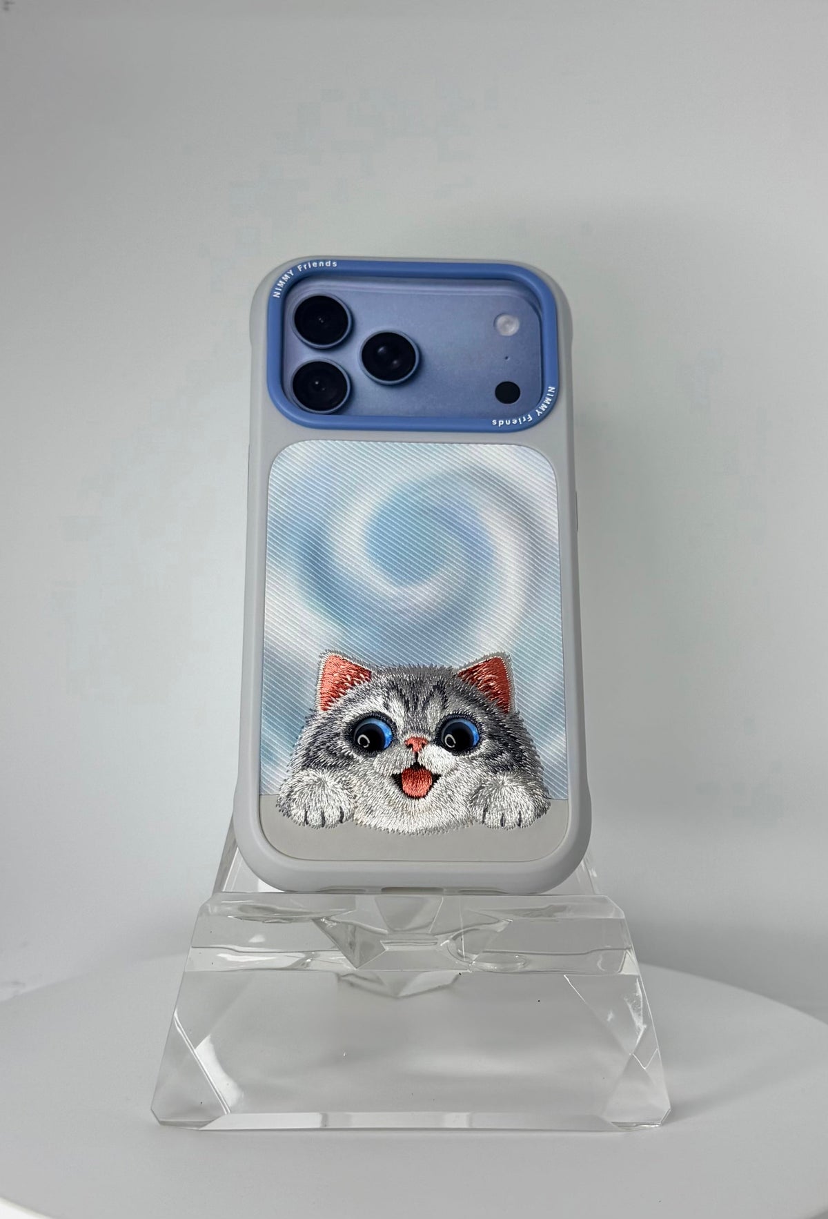 NIMMY Cute Big Eyes Series MagSafe Case 18 Pro Max - 3D Embroidered Leather Magnetic Phone Cover