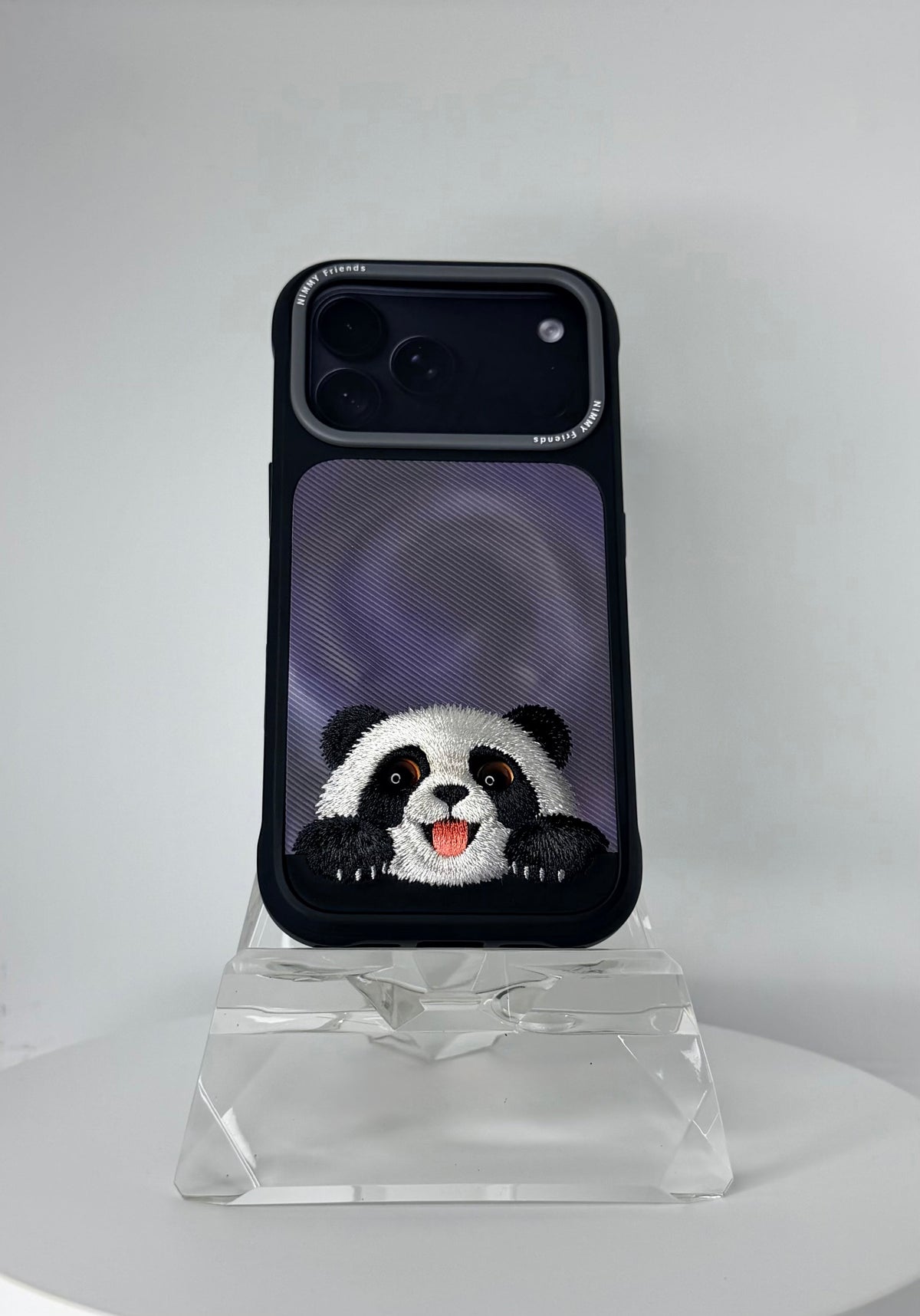 NIMMY Cute Big Eyes Series MagSafe Case 18 Pro Max - 3D Embroidered Leather Magnetic Phone Cover