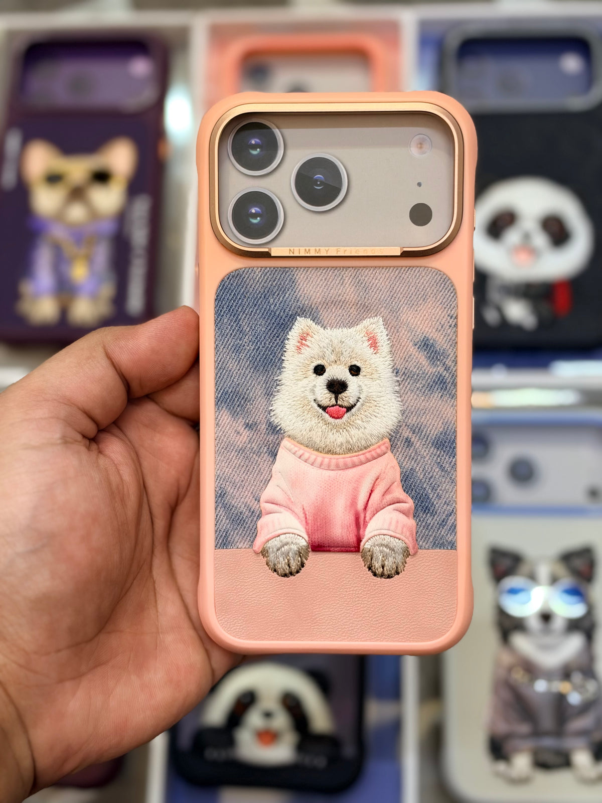 NIMMY Gentle Pets Series 3D Embroidered Case 18 Pro Max - Leather Phone Case