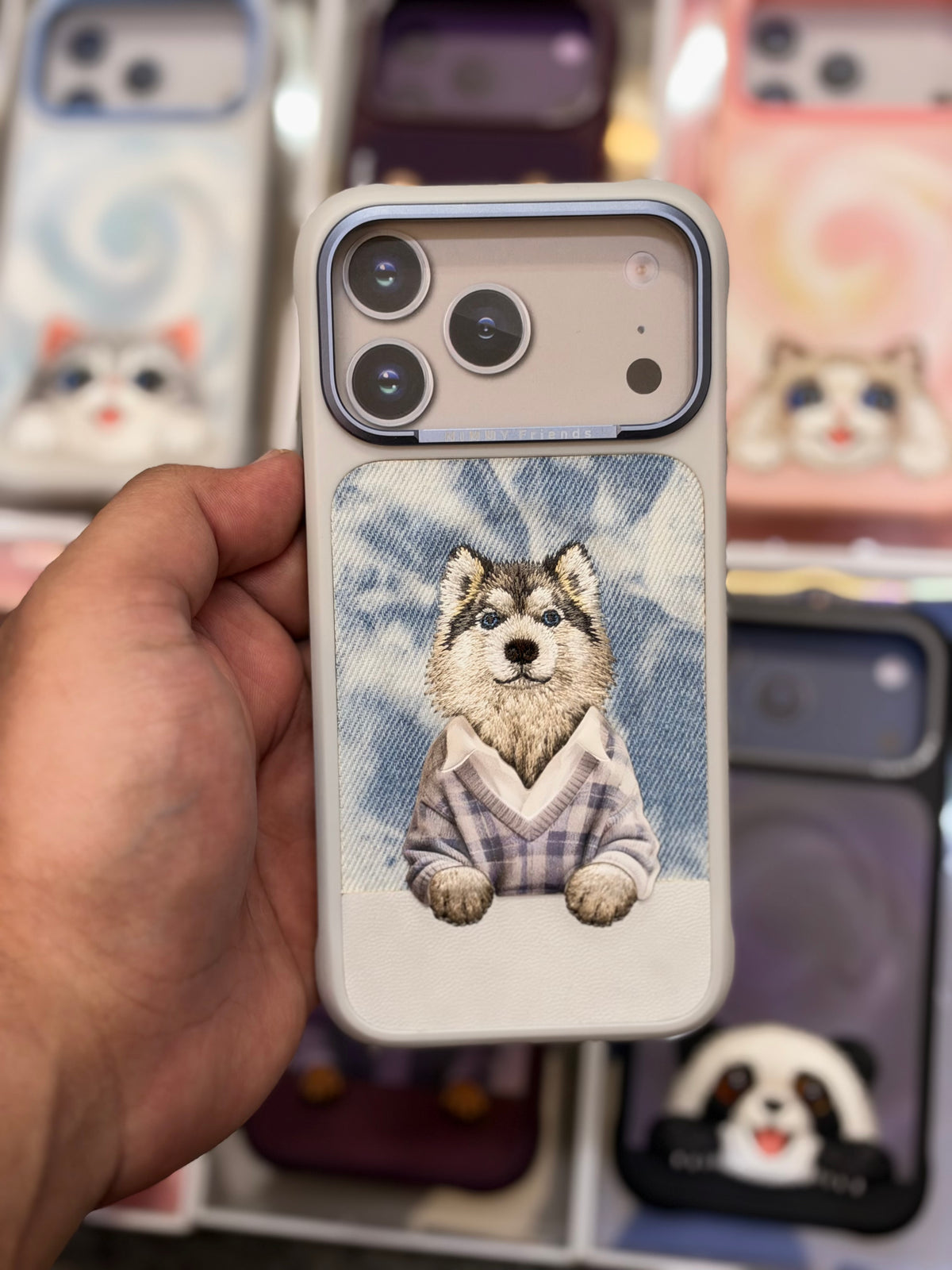 NIMMY Gentle Pets Series 3D Embroidered Case 18 Pro Max - Leather Phone Case