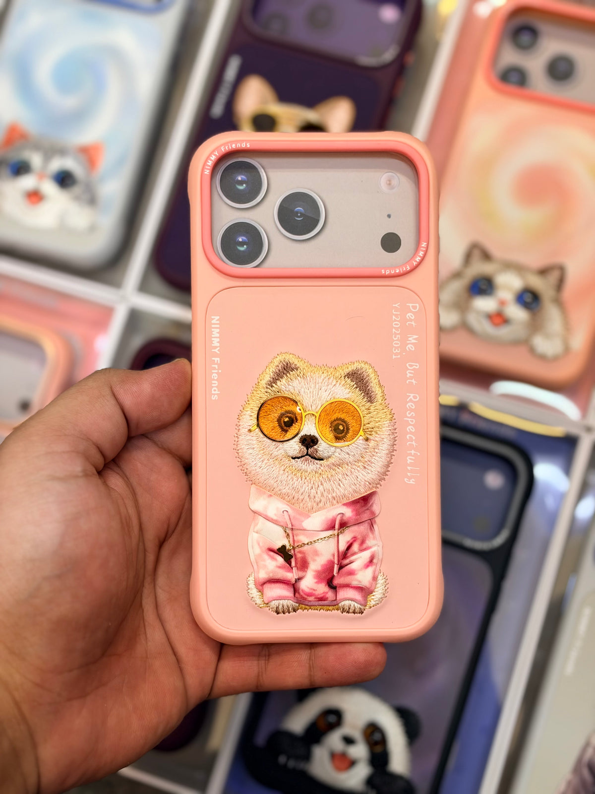 NIMMY Premium 3D Embroidered Leather Case for 18 Pro Max