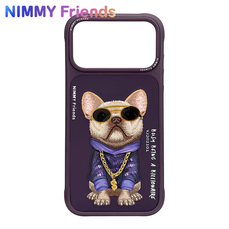 NIMMY Cool 3D Glasses Embroidered Case 18 Pro Max - Leather Phone Cover