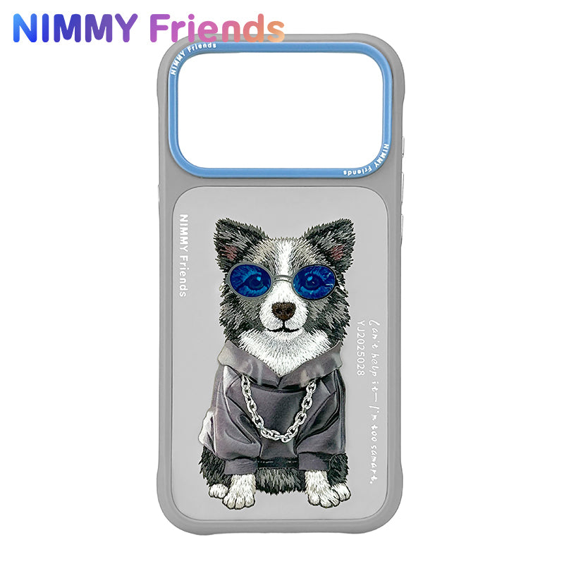 NIMMY Cool 3D Glasses Embroidered Case 18 Pro Max - Leather Phone Cover