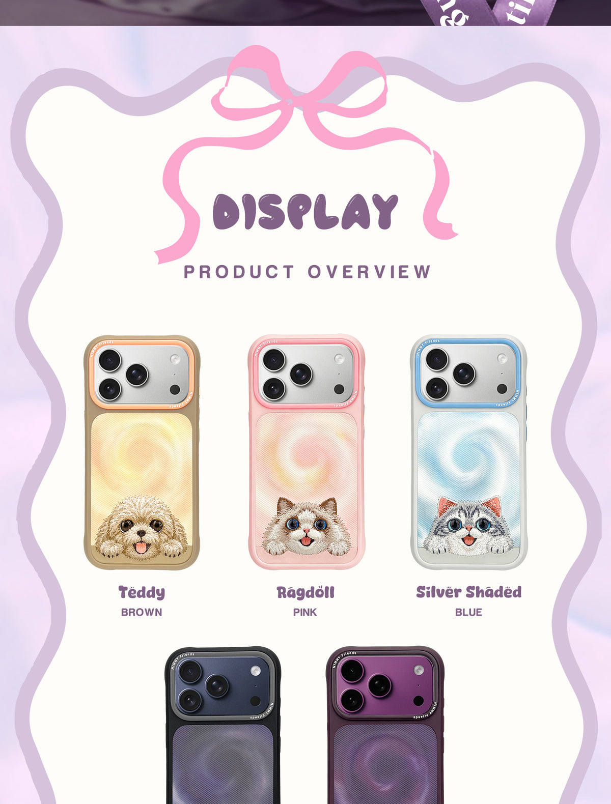 NIMMY Cute Big Eyes Series MagSafe Case 18 Pro Max - 3D Embroidered Leather Magnetic Phone Cover