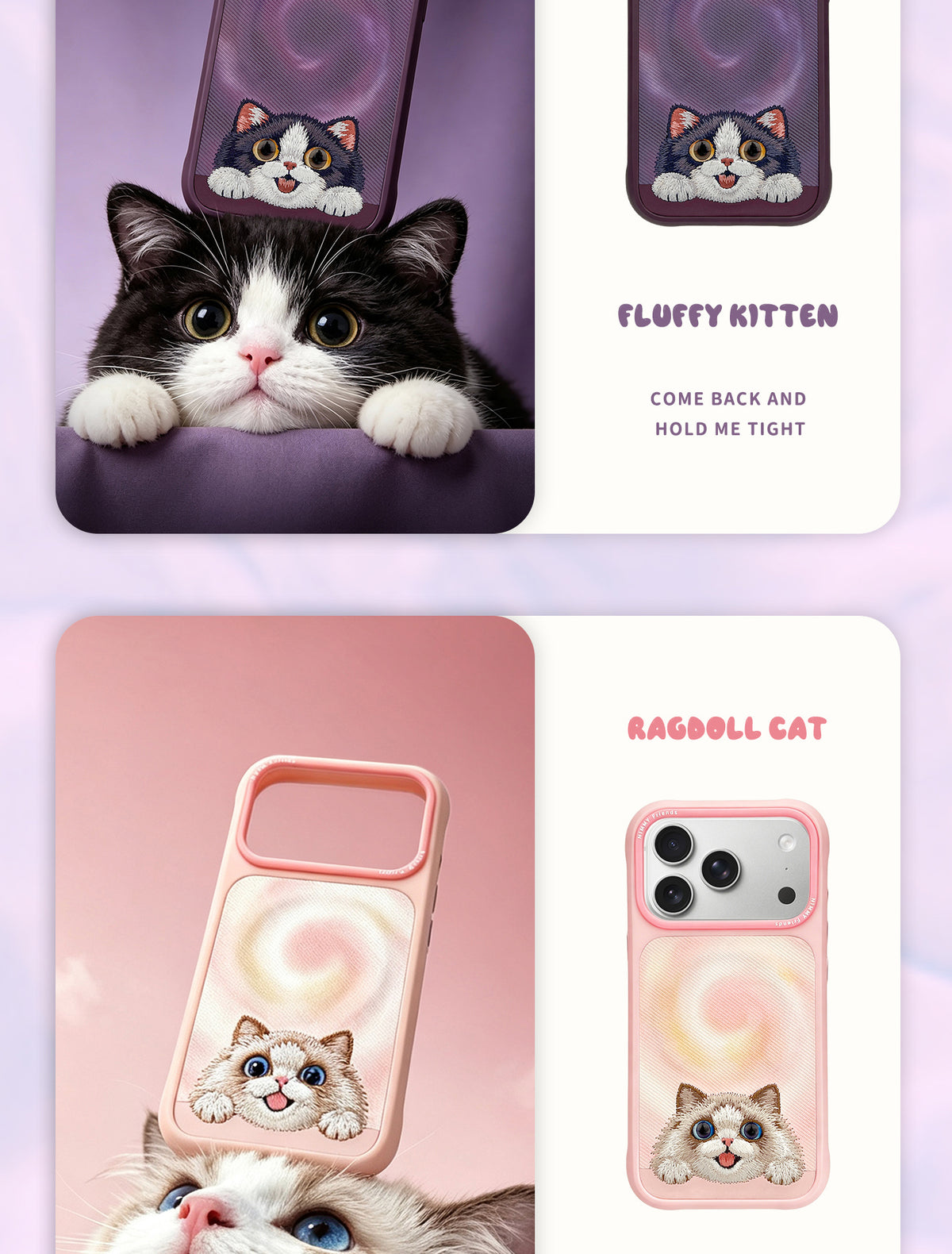 NIMMY Cute Big Eyes Series MagSafe Case 18 Pro Max - 3D Embroidered Leather Magnetic Phone Cover