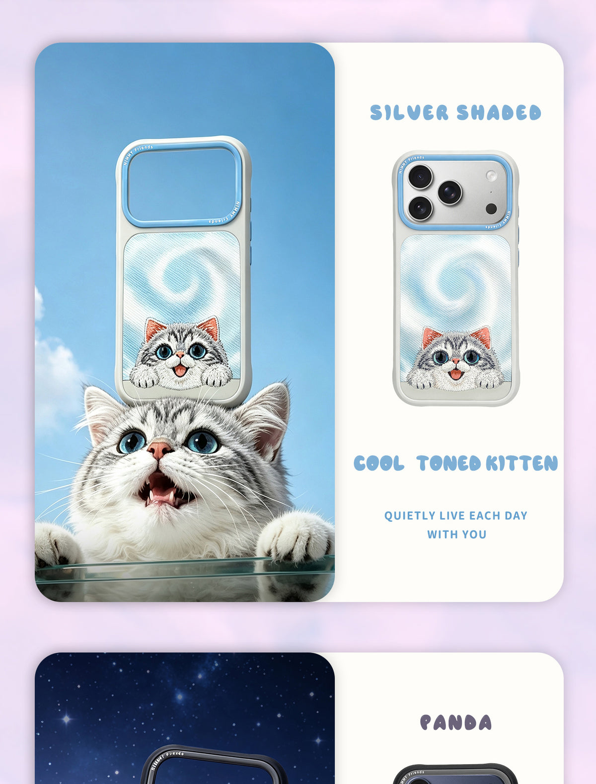 NIMMY Cute Big Eyes Series MagSafe Case 18 Pro Max - 3D Embroidered Leather Magnetic Phone Cover