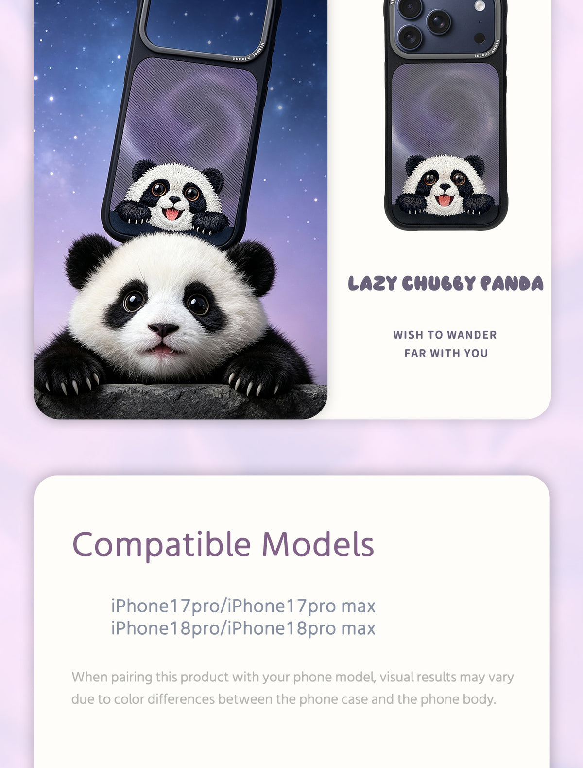 NIMMY Cute Big Eyes Series MagSafe Case 18 Pro Max - 3D Embroidered Leather Magnetic Phone Cover