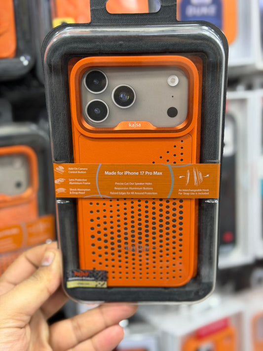 Kajsa Cosmic Orange Leather Case for iphone 17 pro max
