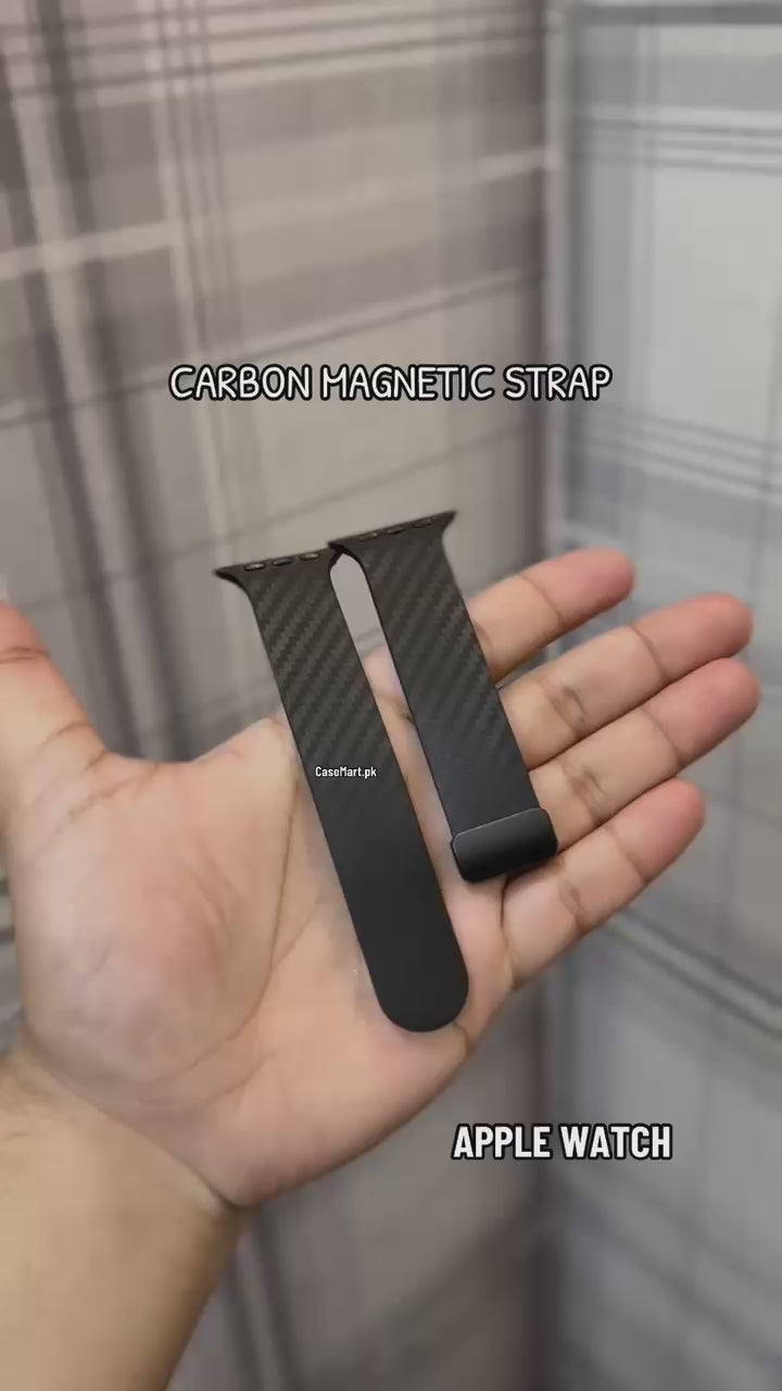 Carbon fibre Apple Watch strap Universal Size with metal buckle black
